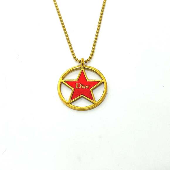 Christian Dior Circle Star Chain Necklace Gold Women's